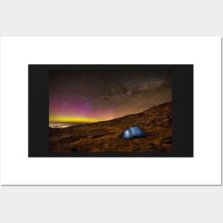 Aurora Borealis from Glyder Fawr in Snowdonia Posters and Art